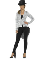 Sequin Tailcoat Jacket, Ladies, Silver