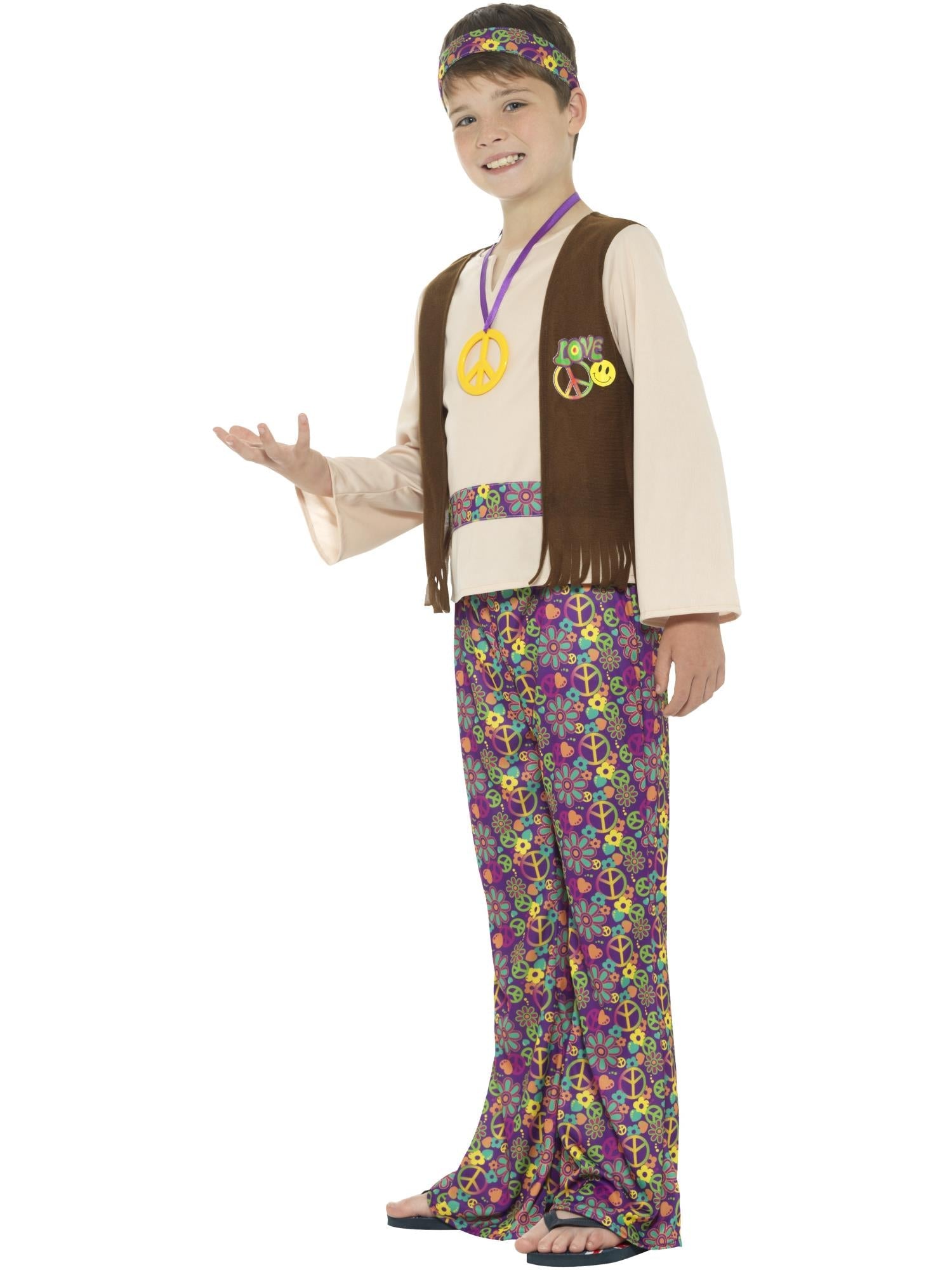 Hippie Boy Costume, with Top, Attached Waistcoat