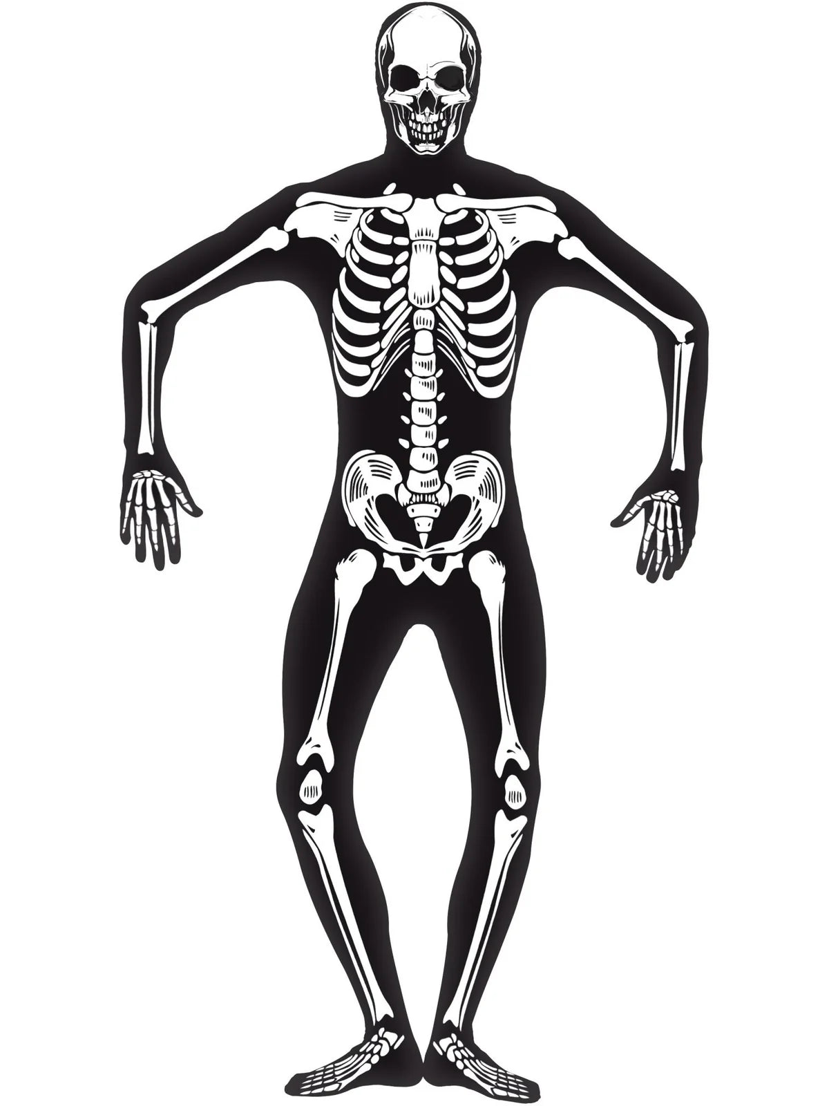 Skeleton Second Skin Costume, Black