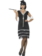 Flapper Costume, Black, with Dress & Fur Stole