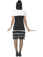 Flapper Costume, Black, with Dress & Fur Stole