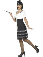 Flapper Costume, Black, with Dress & Fur Stole