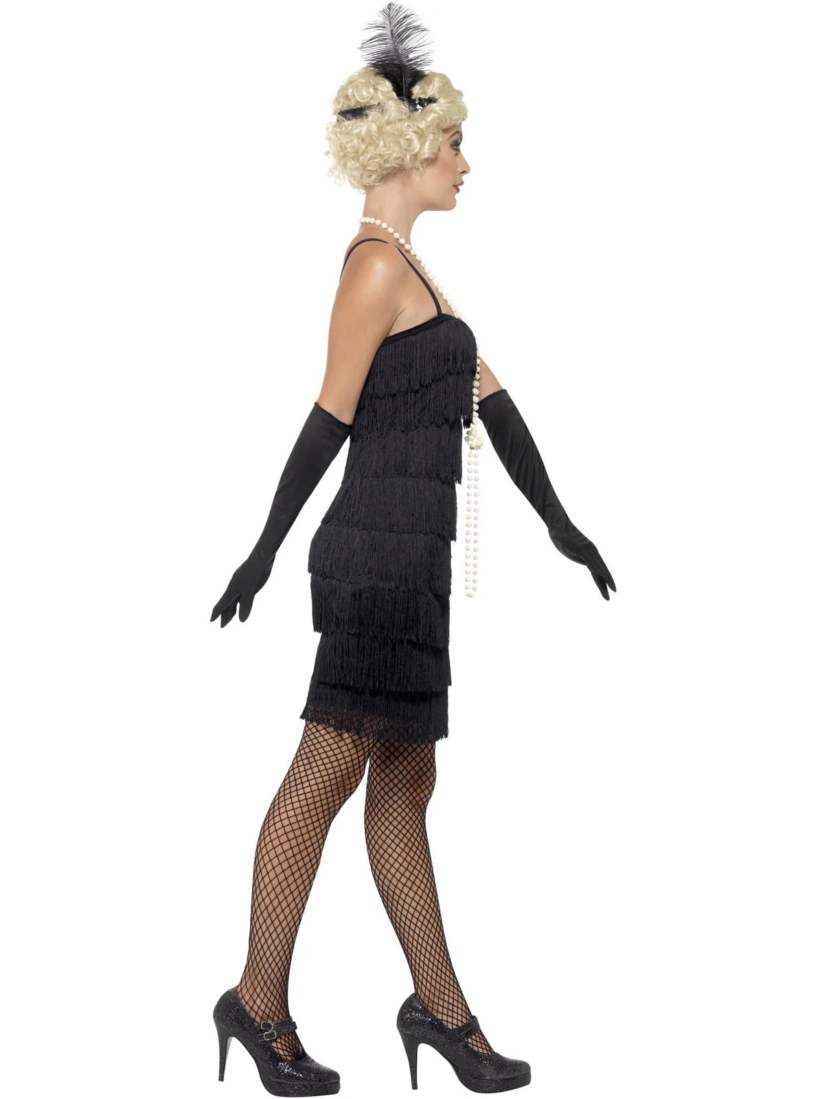 Flapper Costume, Black, with Short Dress