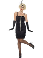 Flapper Costume, Black, with Short Dress