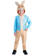 Kids Peter Rabbit Classic Costume with Hood â€“ Boys Storybook Fancy Dress Onesie