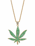 90s Hemp Bling Medallion, Green Diamante