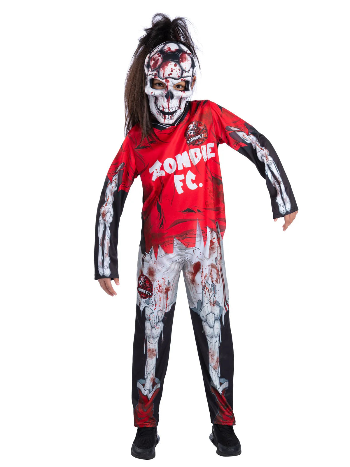 Zombie FC Footballer Skeleton Costume, Red
