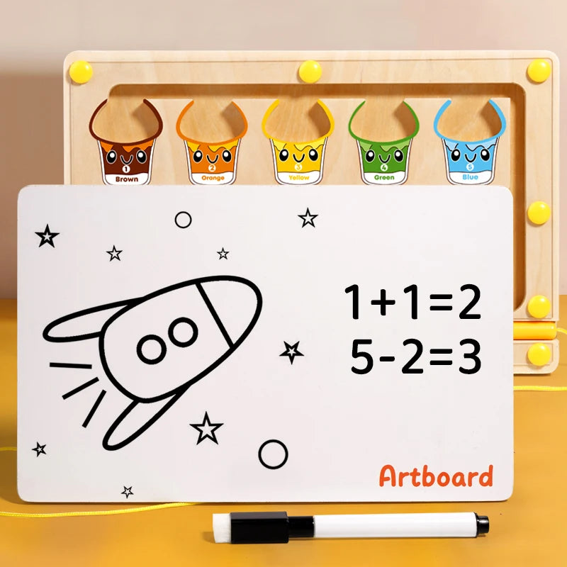 2 in 1 Magnetic Color Sorting Maze & Drawing Board Toddler Montessori Toys Number Matching Learning Counting Preschool Activity