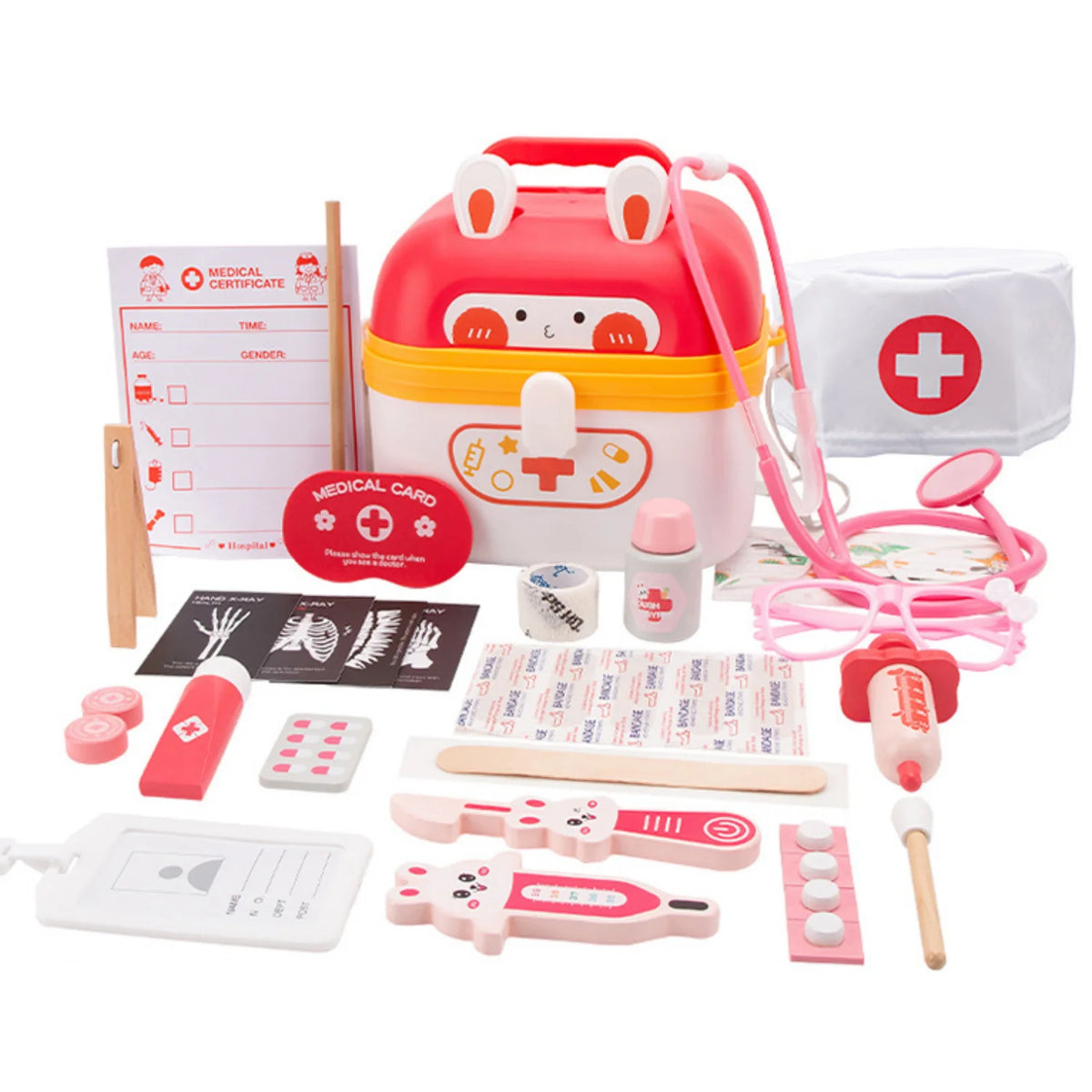 Wooden Doctor Kit For Kids,Pretend Playset For Toddlers With Medical Bag For Boys and Girls Fun Role Playing Game