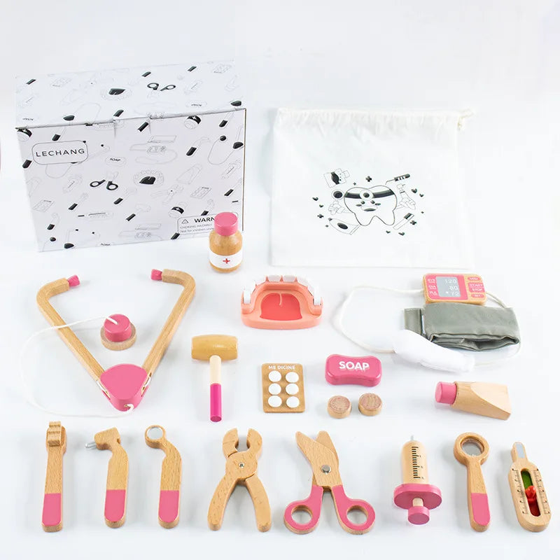 Wooden Doctor Kit For Kids,Pretend Playset For Toddlers With Medical Bag For Boys and Girls Fun Role Playing Game