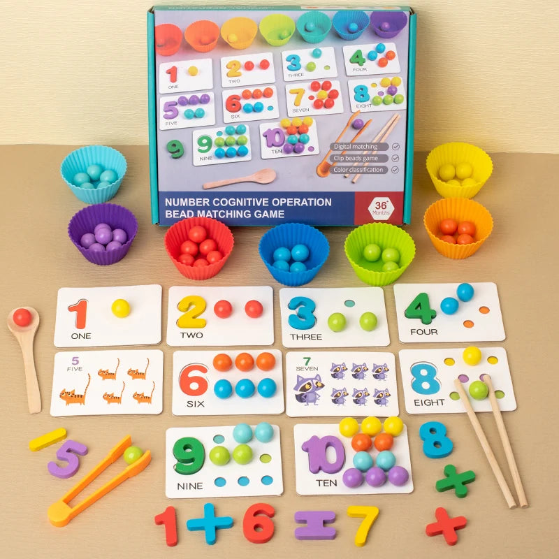 Montessori Math Teaching Aids for Children Baby Number Cognition Arithmetic Matching Educational Early Education Toys