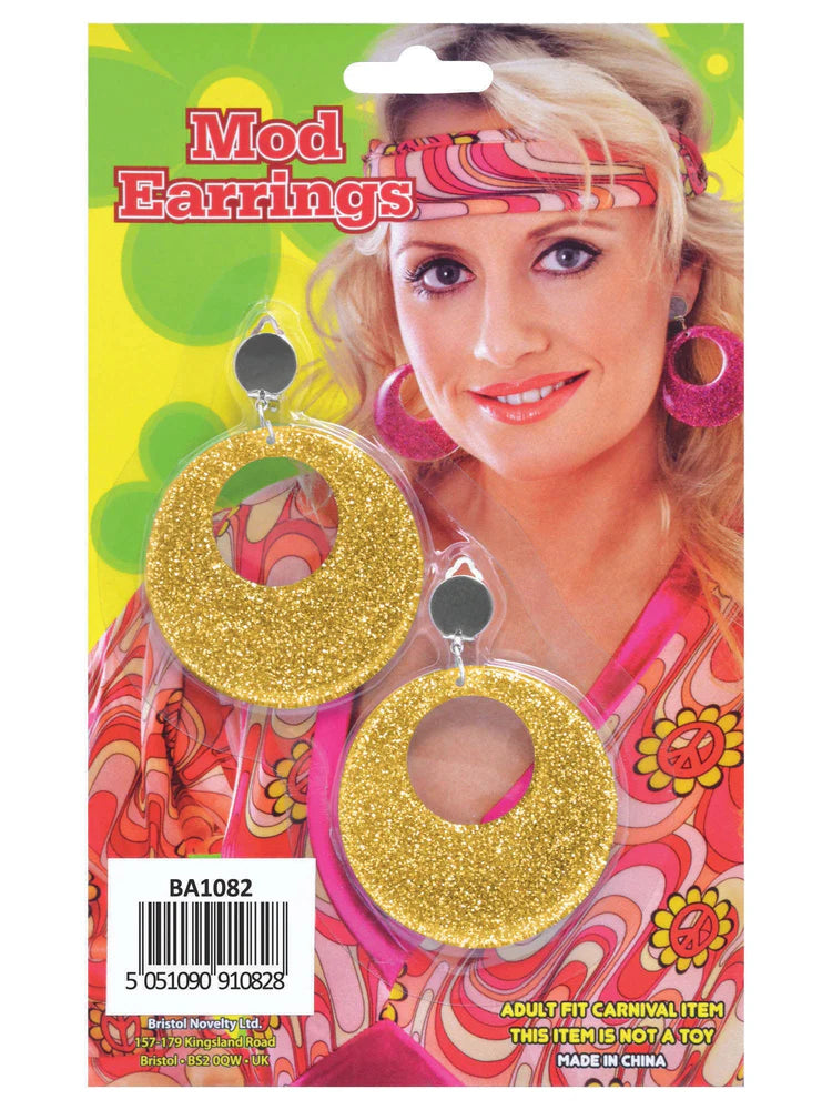 Gold Mod Glitter Hoop Earrings