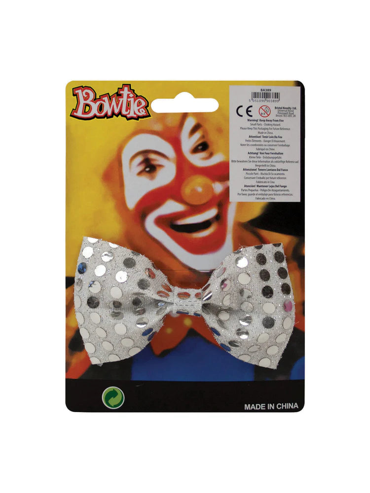 Silver Stardust Sequin Bow Tie
