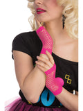 Neon Pink Short Fishnet Gloves