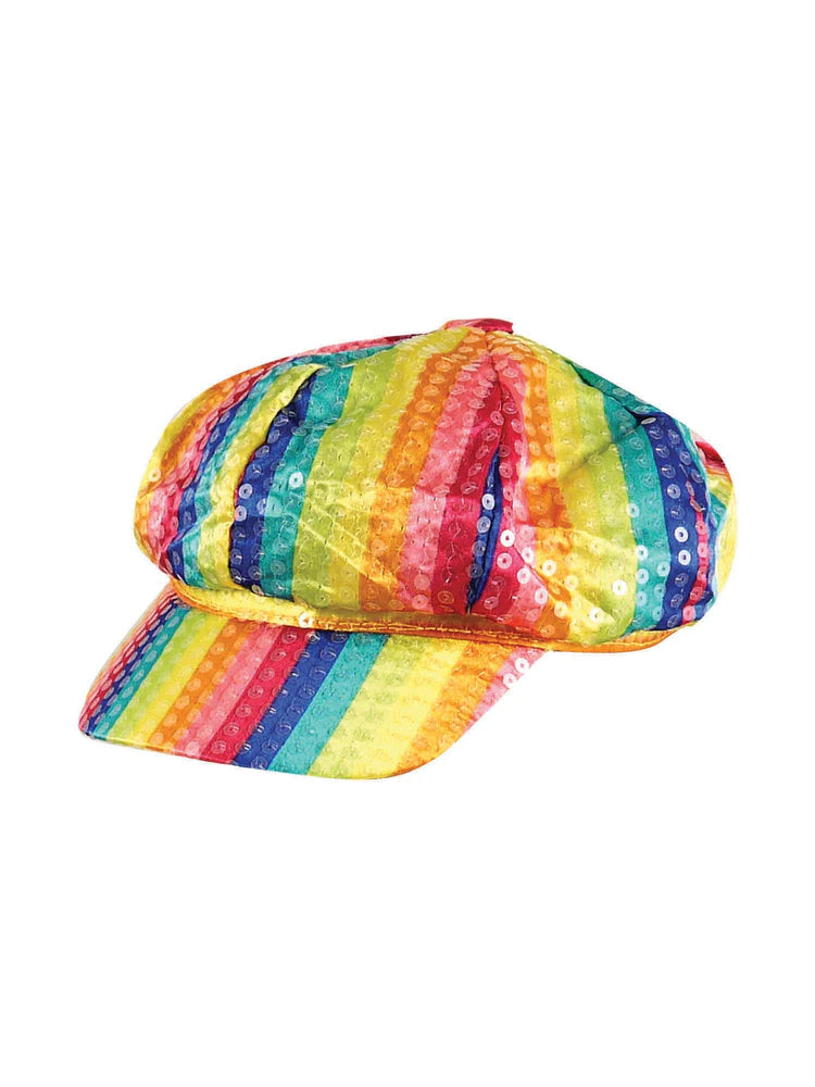 Vibrant Rainbow Sequin Captain's Cap