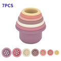 Baby Silicone Hourglass Stacking Cup Montessori Educational Toy  Intelligence Gift Toys Stacking Ring Tower Toy Infant Bath Play