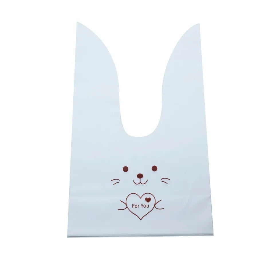 10/50pcs/lot Cute Rabbit Ear Bags Cookie Plastic Bags&Candy Gift Bags For Biscuits Snack Baking Package And Event Party Supplies