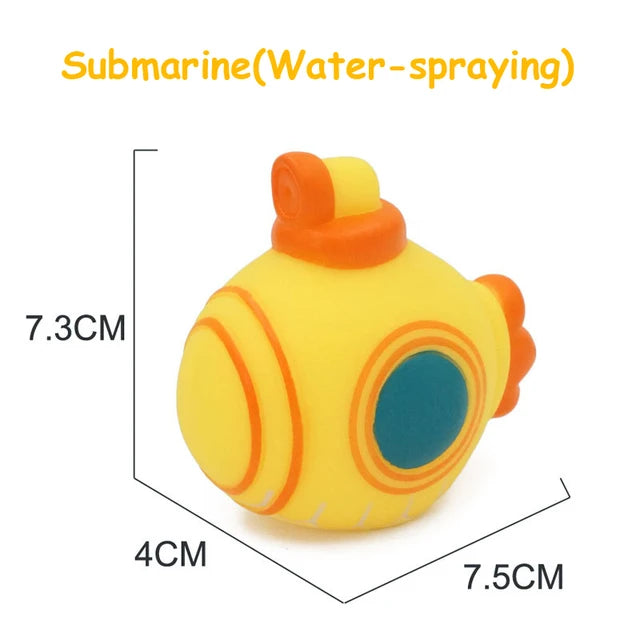 Bath Toy Swimming Water Toys Cartoon Soft Rubber Car Boat Plane Float Squeeze Sound Water Spray Kids Water Play Toys Gifts