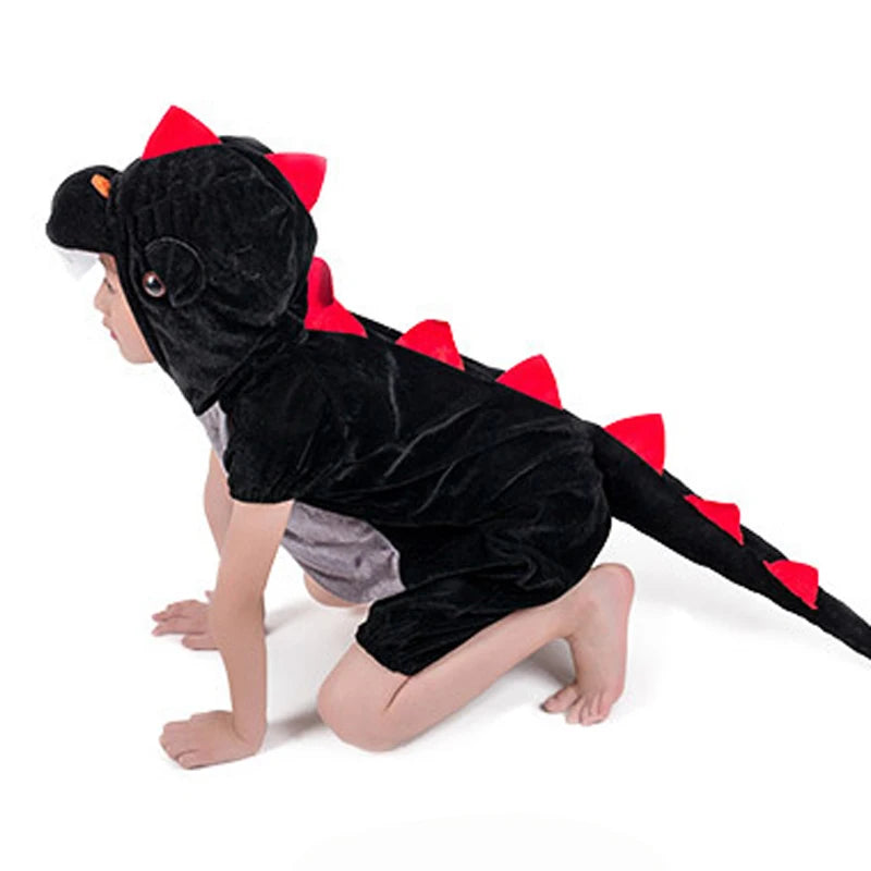 Kids Dinosaur Kigurumi Costume Green Black Role Play Suit
