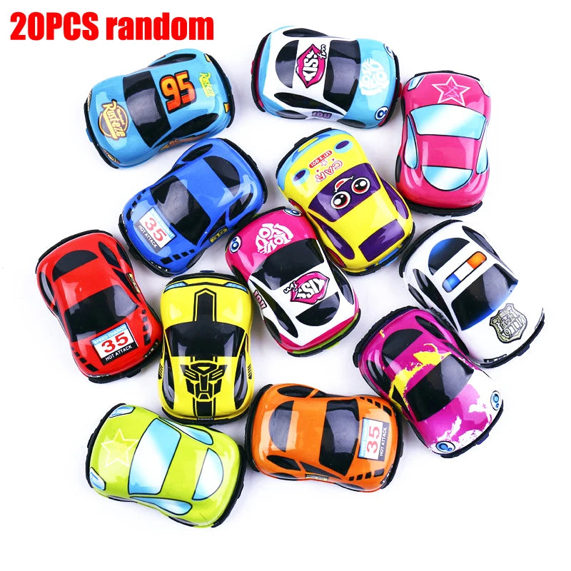 20pcs/lot Cartoon Toys Cute Plastic Pull Back Cars Plane Toy Cars for Child Mini Car Model Funny Kids Toys Kindergarten Toys DDJ