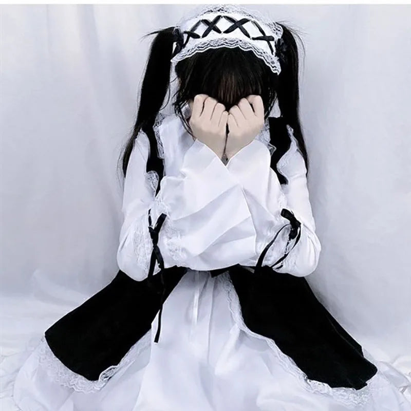 Women's Kawaii Maid-Inspired Cosplay Dress with Apron