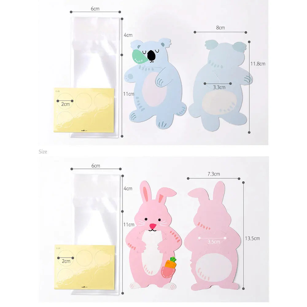 10pcs/lot Cute Animal Bear Rabbit Candy Bags Cookie Bags Gift Bags Greeting Cards Baby Shower Birthday Party candy box