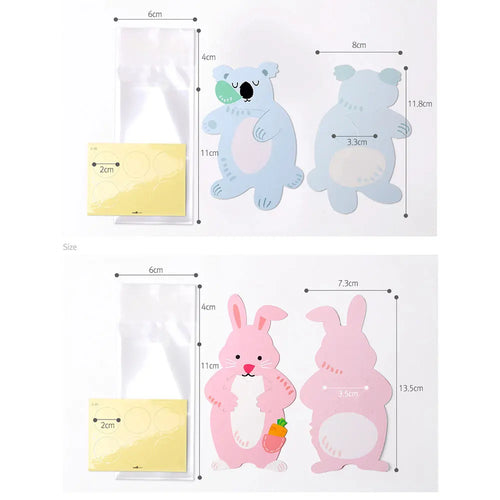10pcs/lot Cute Animal Bear Rabbit Candy Bags Cookie Bags Gift Bags Greeting Cards Baby Shower Birthday Party candy box