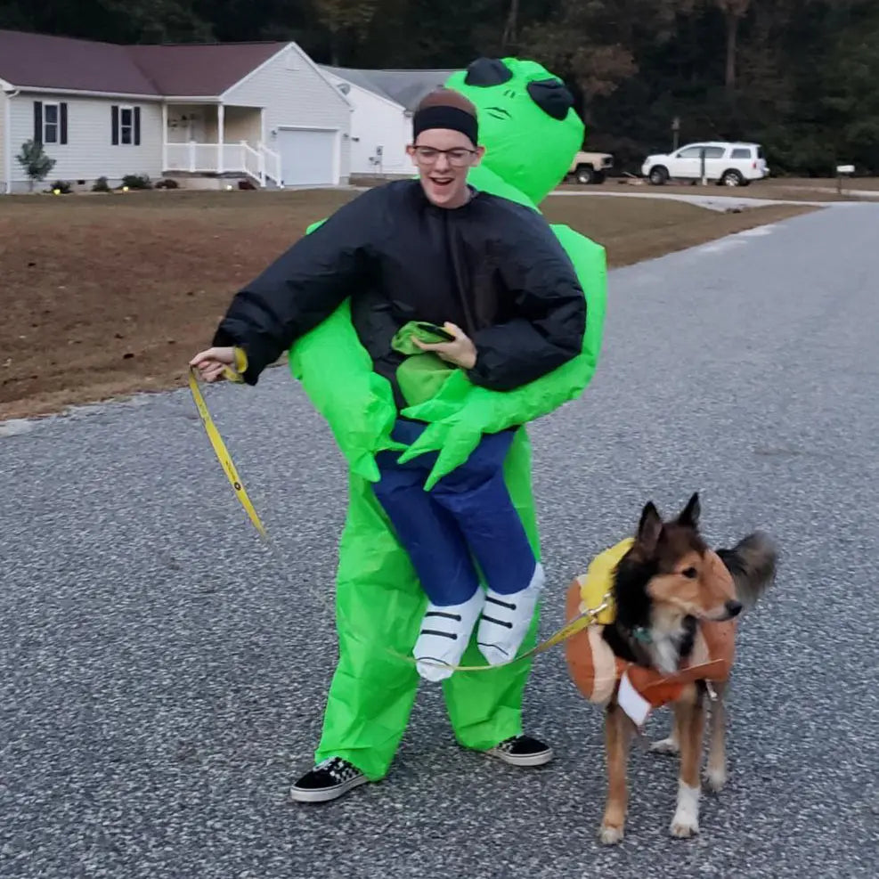 Adult Green Alien Inflatable Costume for Halloween & Parties