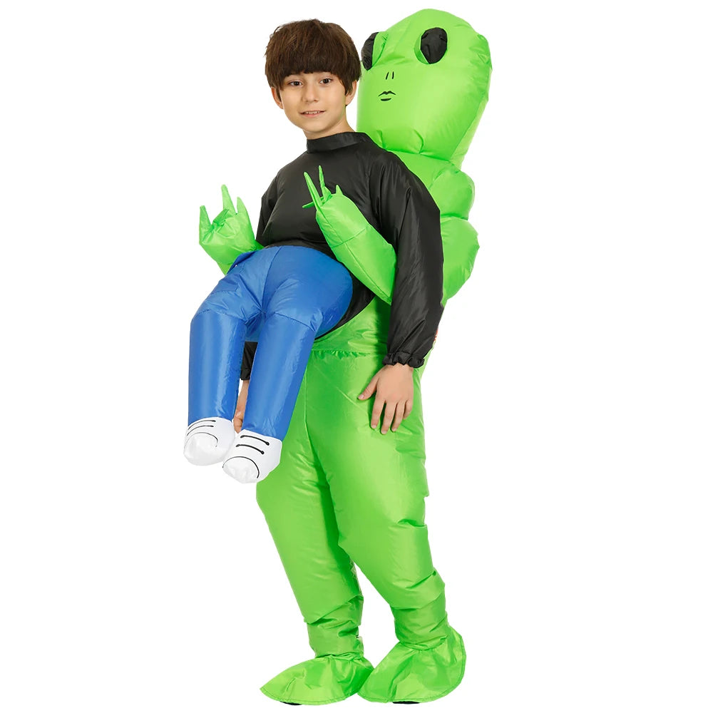 Adult Green Alien Inflatable Costume for Halloween & Parties