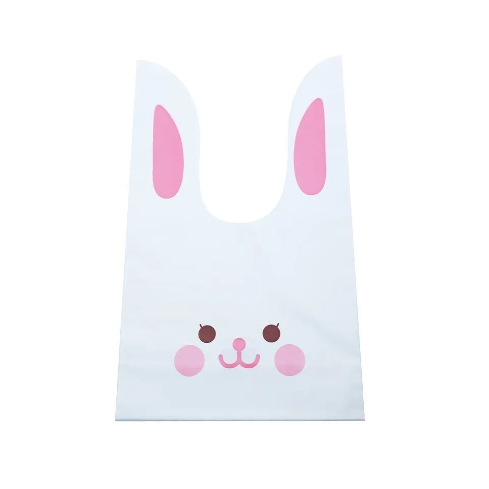 10/50pcs/lot Cute Rabbit Ear Bags Cookie Plastic Bags&Candy Gift Bags For Biscuits Snack Baking Package And Event Party Supplies