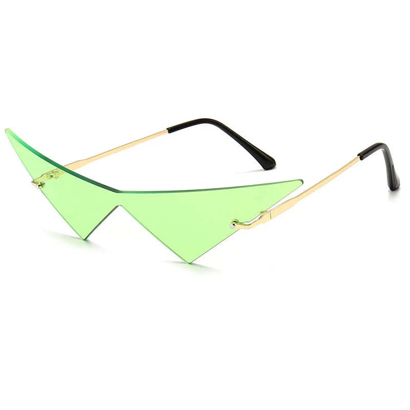 Oversized Rimless Cat Eye Sunglasses UV400 One-Piece Lens
