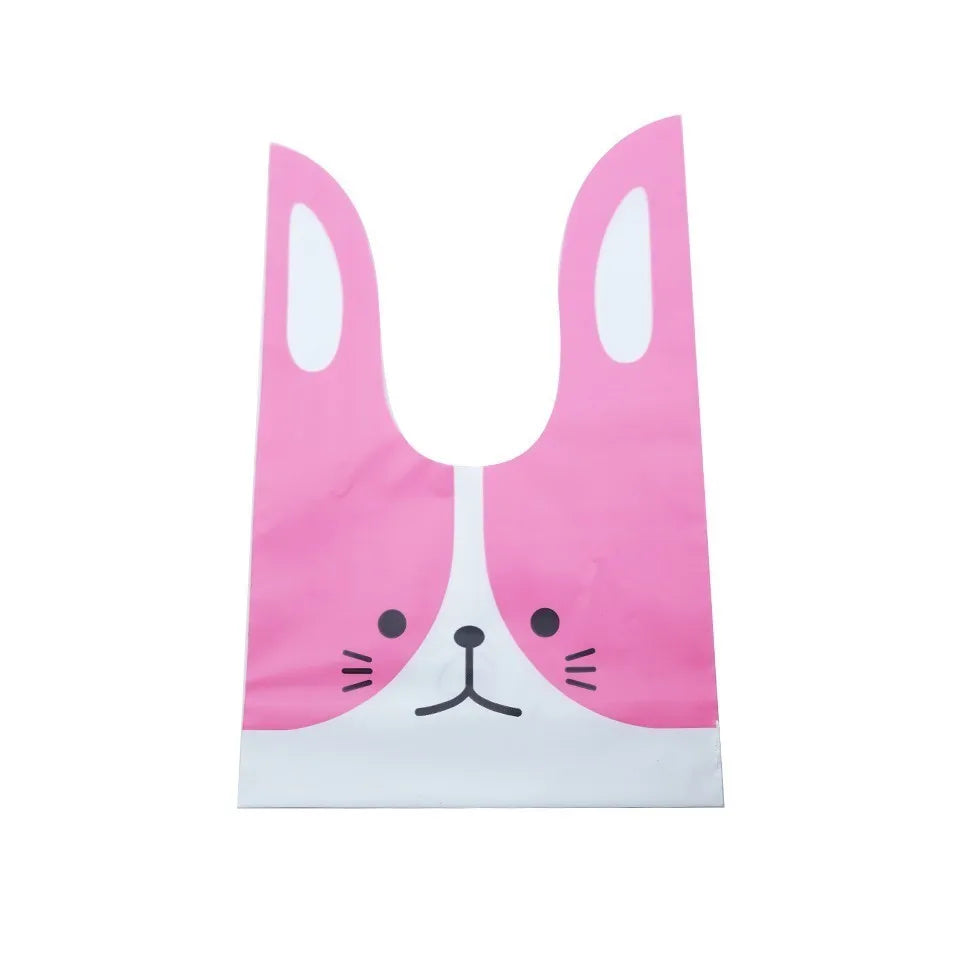 10/50pcs/lot Cute Rabbit Ear Bags Cookie Plastic Bags&Candy Gift Bags For Biscuits Snack Baking Package And Event Party Supplies