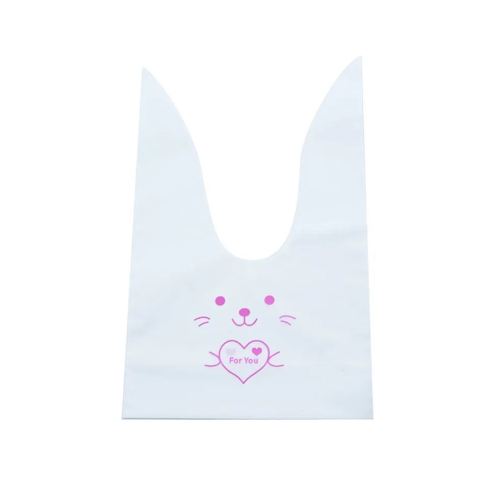 10/50pcs/lot Cute Rabbit Ear Bags Cookie Plastic Bags&Candy Gift Bags For Biscuits Snack Baking Package And Event Party Supplies