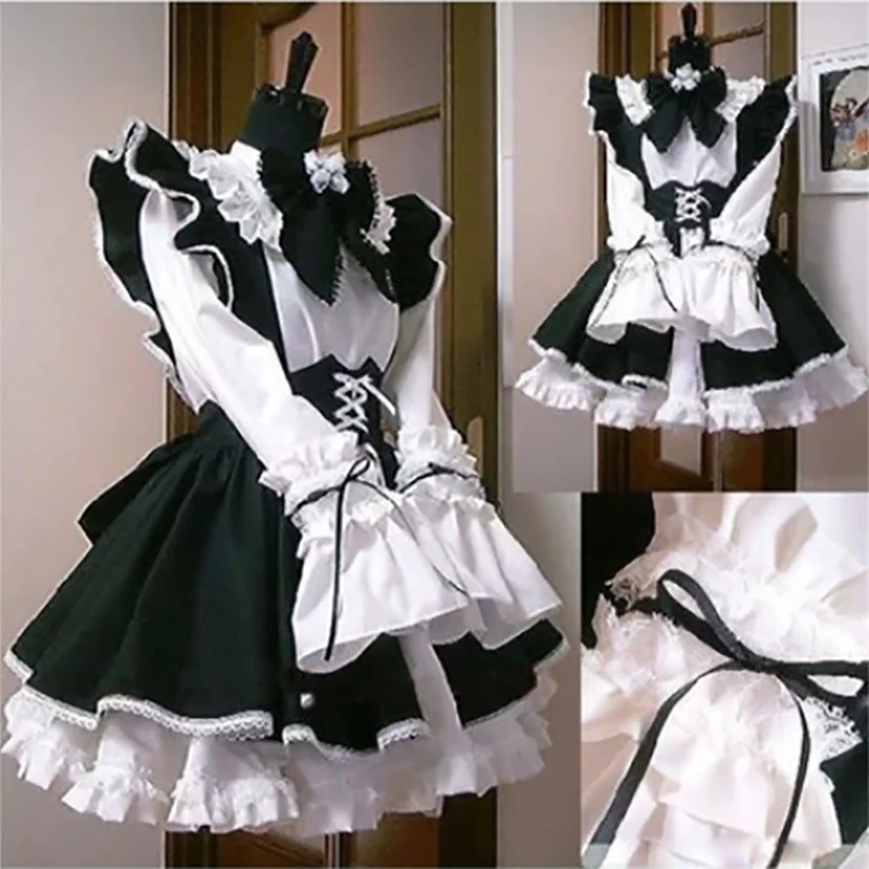 Women's Kawaii Maid-Inspired Cosplay Dress with Apron