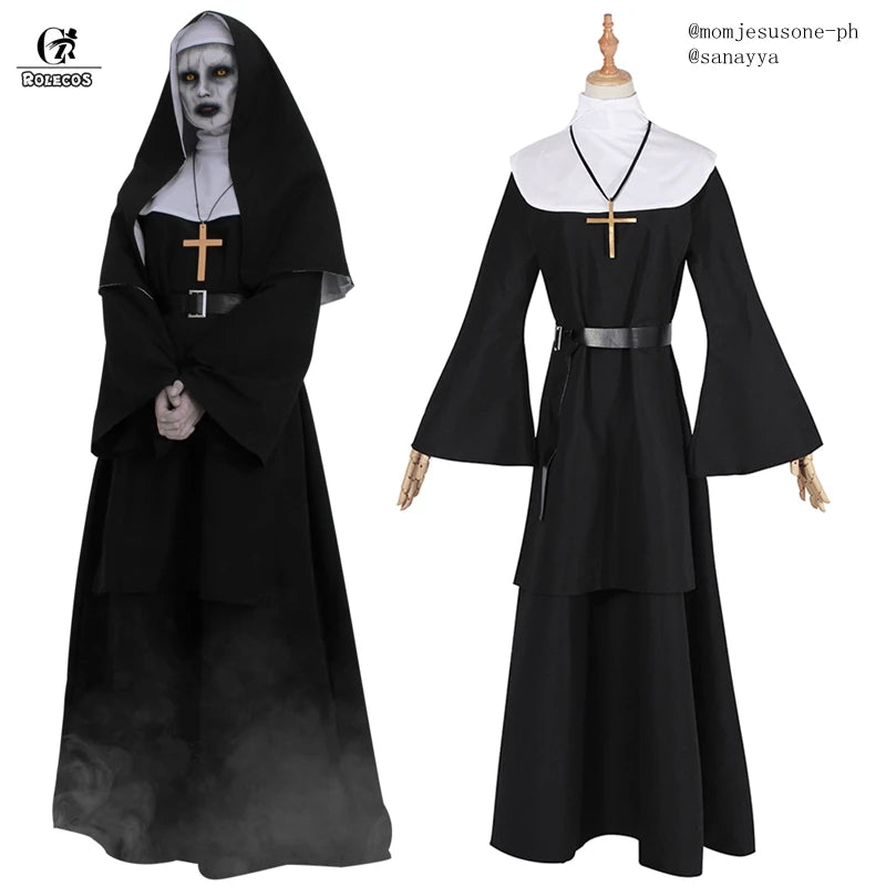 Women’s Gothic Nun Horror Costume Black Halloween Outfit
