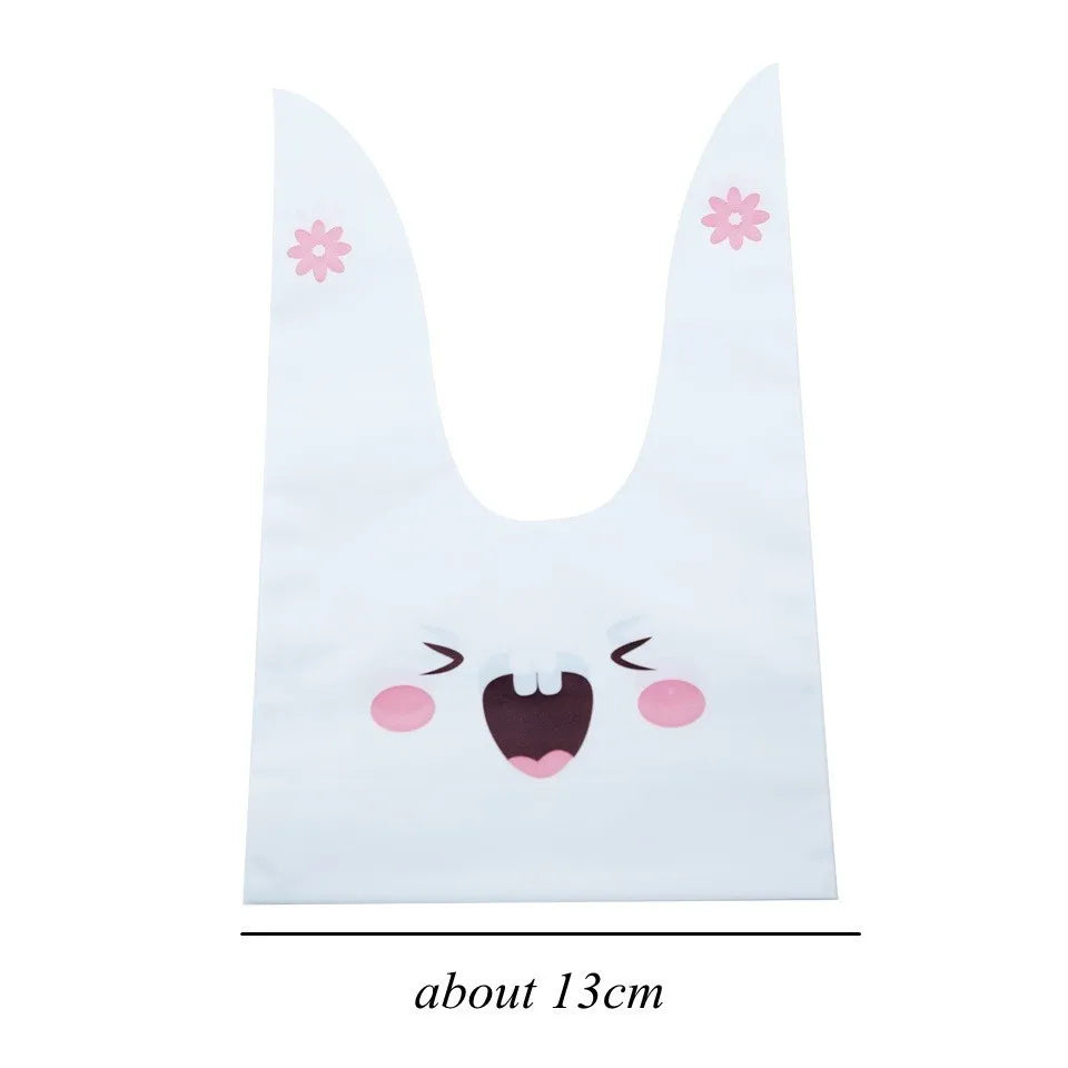 10/50pcs/lot Cute Rabbit Ear Bags Cookie Plastic Bags&Candy Gift Bags For Biscuits Snack Baking Package And Event Party Supplies