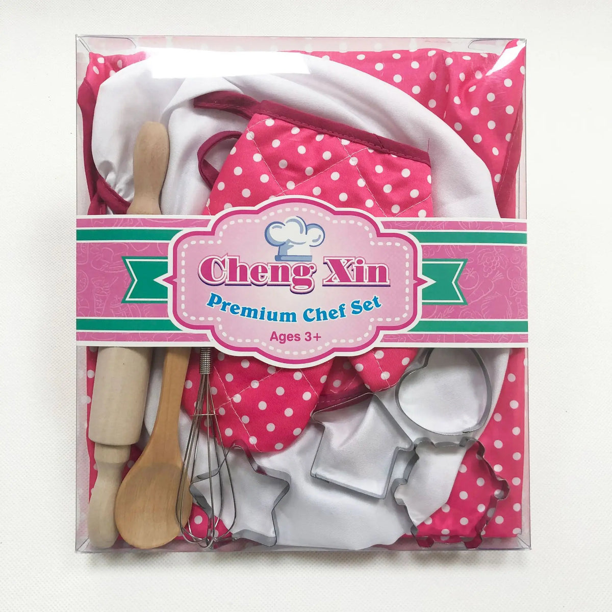 Apron for Little Girls Kids Cooking Baking Set Chef Hat Mitt & Utensil for Toddler Play House Toys Chef Costume Role Play