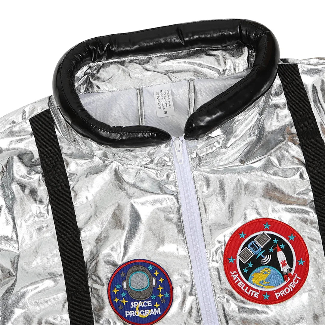 Adult Astronaut Costume Silver Space Suit for Parties