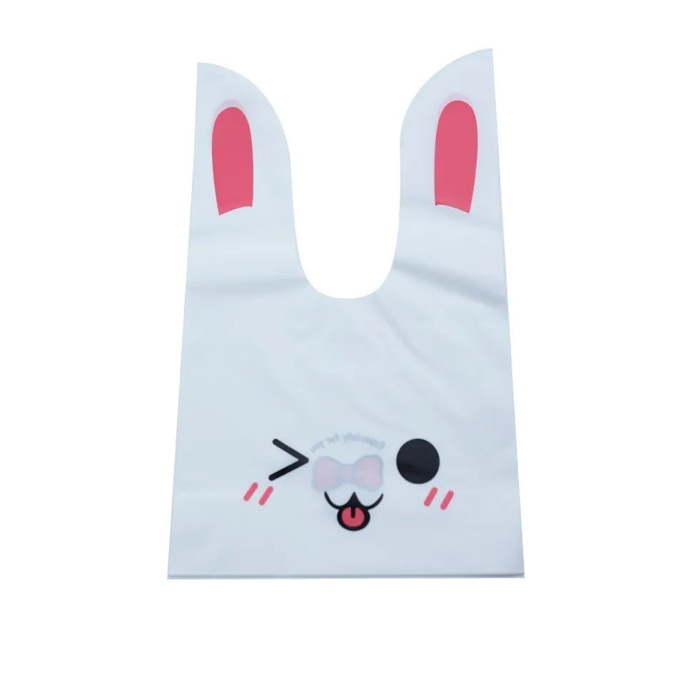 10/50pcs/lot Cute Rabbit Ear Bags Cookie Plastic Bags&Candy Gift Bags For Biscuits Snack Baking Package And Event Party Supplies