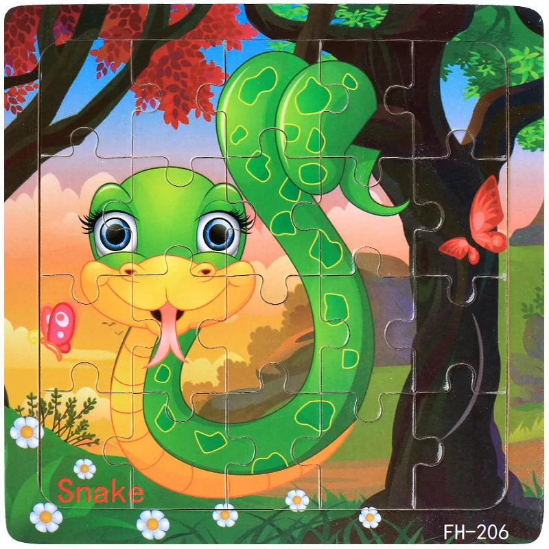 New 20 Piece Wooden 3d Puzzle Cartoon Animal Vehicle Jigsaw Puzzle Montessori Educational Toys For Kids 3-6 Years Old