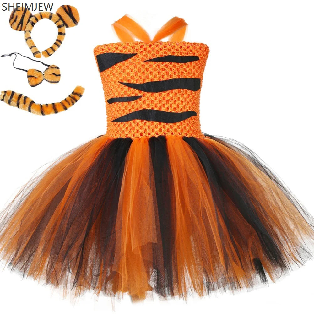 Cute Girls Jungle Theme Animal Costume Elephant Zebra Gray Wolf Suit Dress Halloween Baby Birthday Party Gorgeous Princess Gift