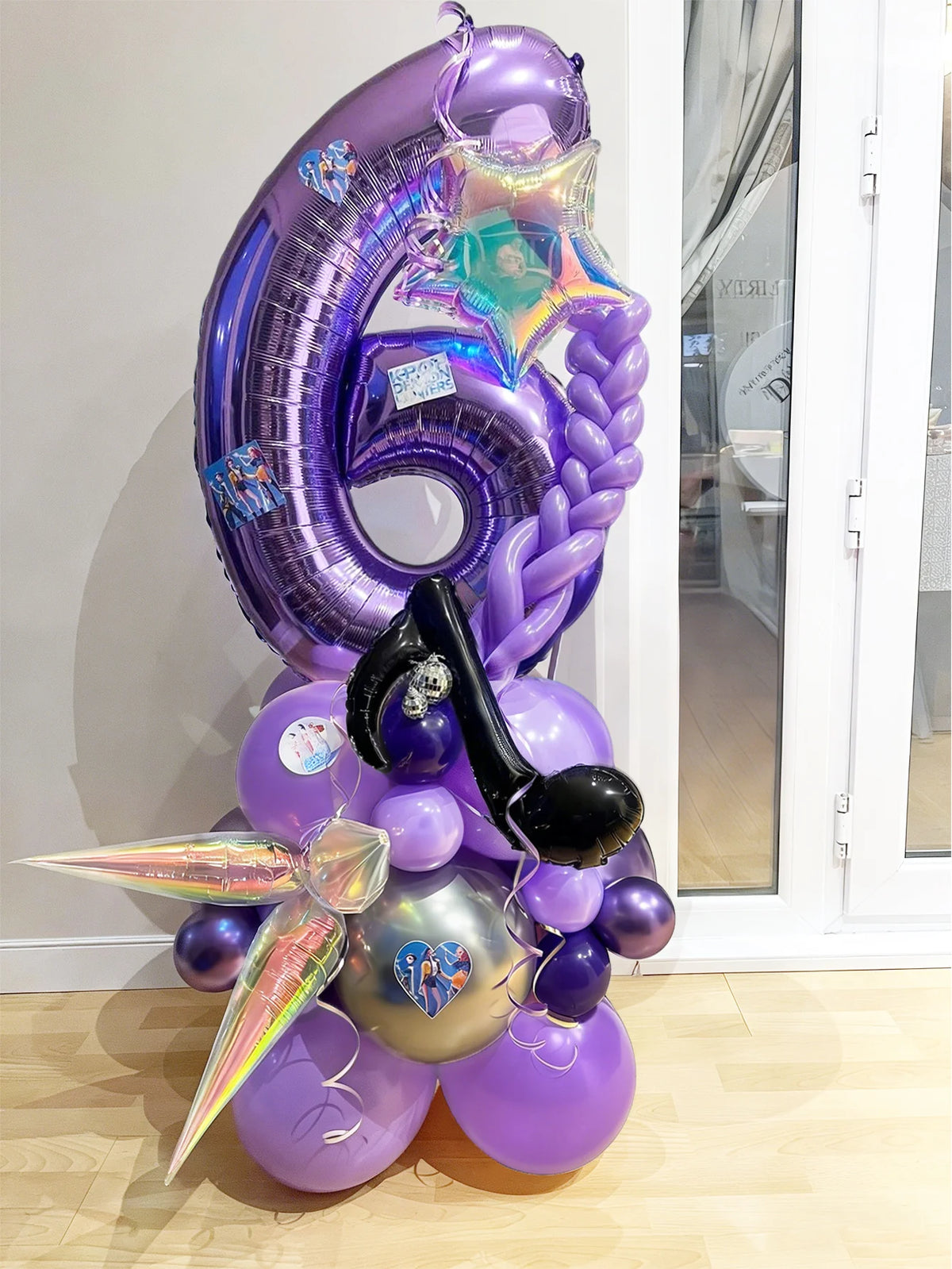 33pc Kpop Music-Themed Birthday balloon Pillar Set, Suitable for K-Pop Music-Themed Birthday Party Decorations and Disco-Themed