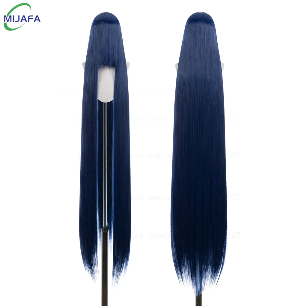 150cm Long Straight Cosplay Wig with Bangs Heat Resistant