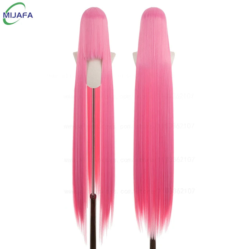 150cm Long Straight Cosplay Wig with Bangs Heat Resistant