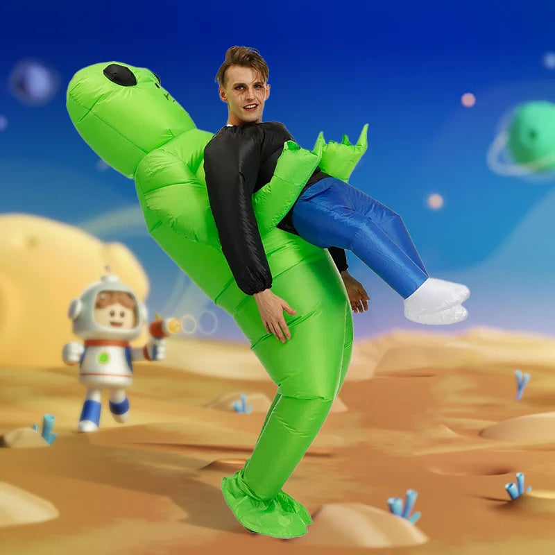 Adult Green Alien Inflatable Costume for Halloween & Parties