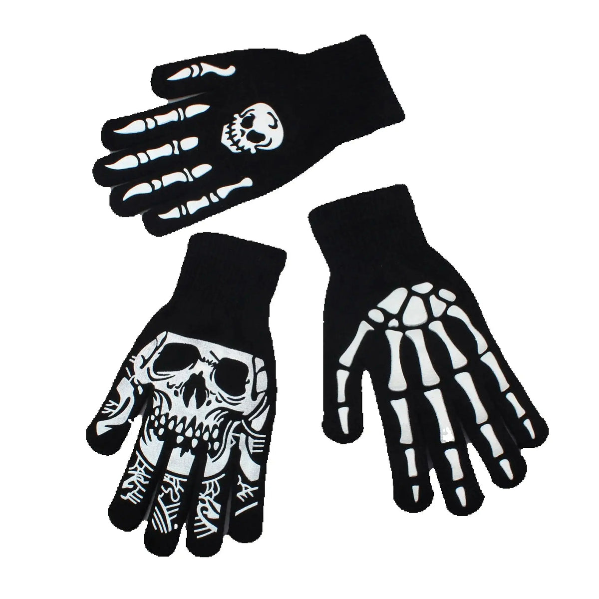 Halloween Skull Ghost Claw Printed Fluorescent Glow-in-the-Dark Gloves Women Adult Outdoor Riding Warm Knitted Gloves Cosplay