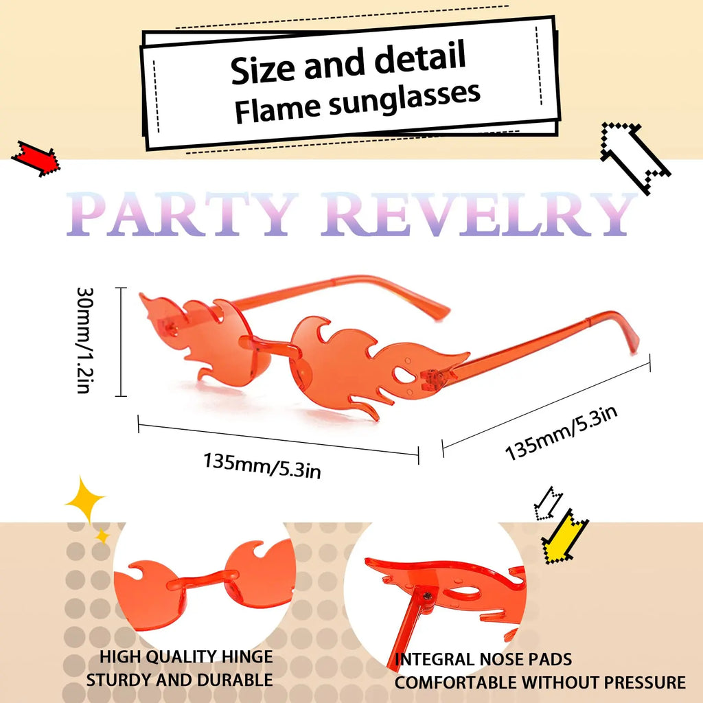 12-120 Pcs Red Fire Flame Glasses Fire Shape Sunglasses Fire Sunglasses Party Decor for Summer Shower Wedding Halloween Cosplay