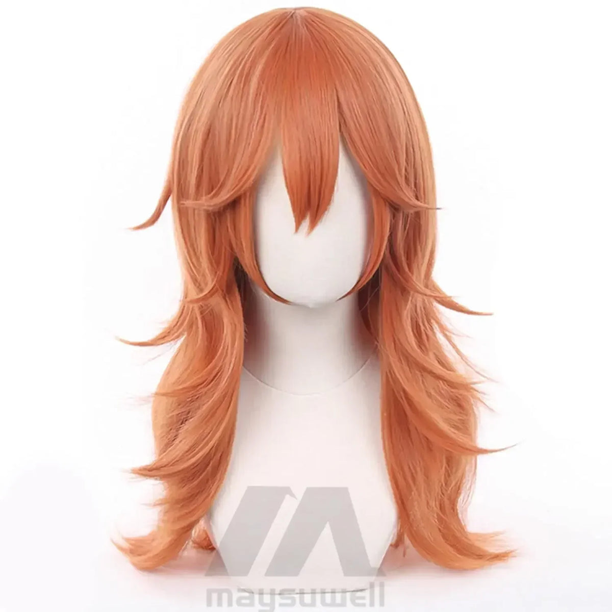 Long Orange Brown Cosplay Wig with Bangs for Adults