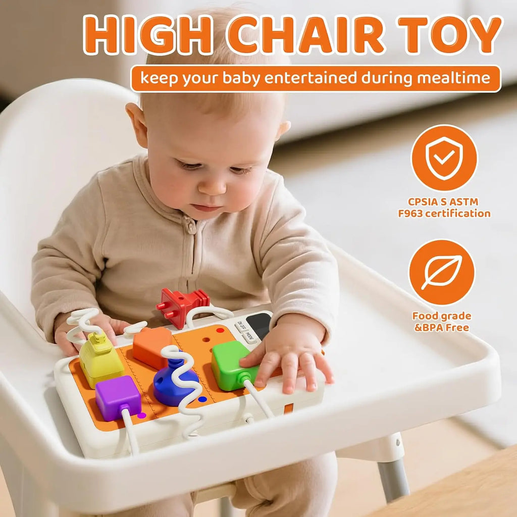 Montessori Sensory Toys Plug Outlet Busy Board Toy with Light Sounds Color Shape Matching Toy Gifts for Todders Boys Girls