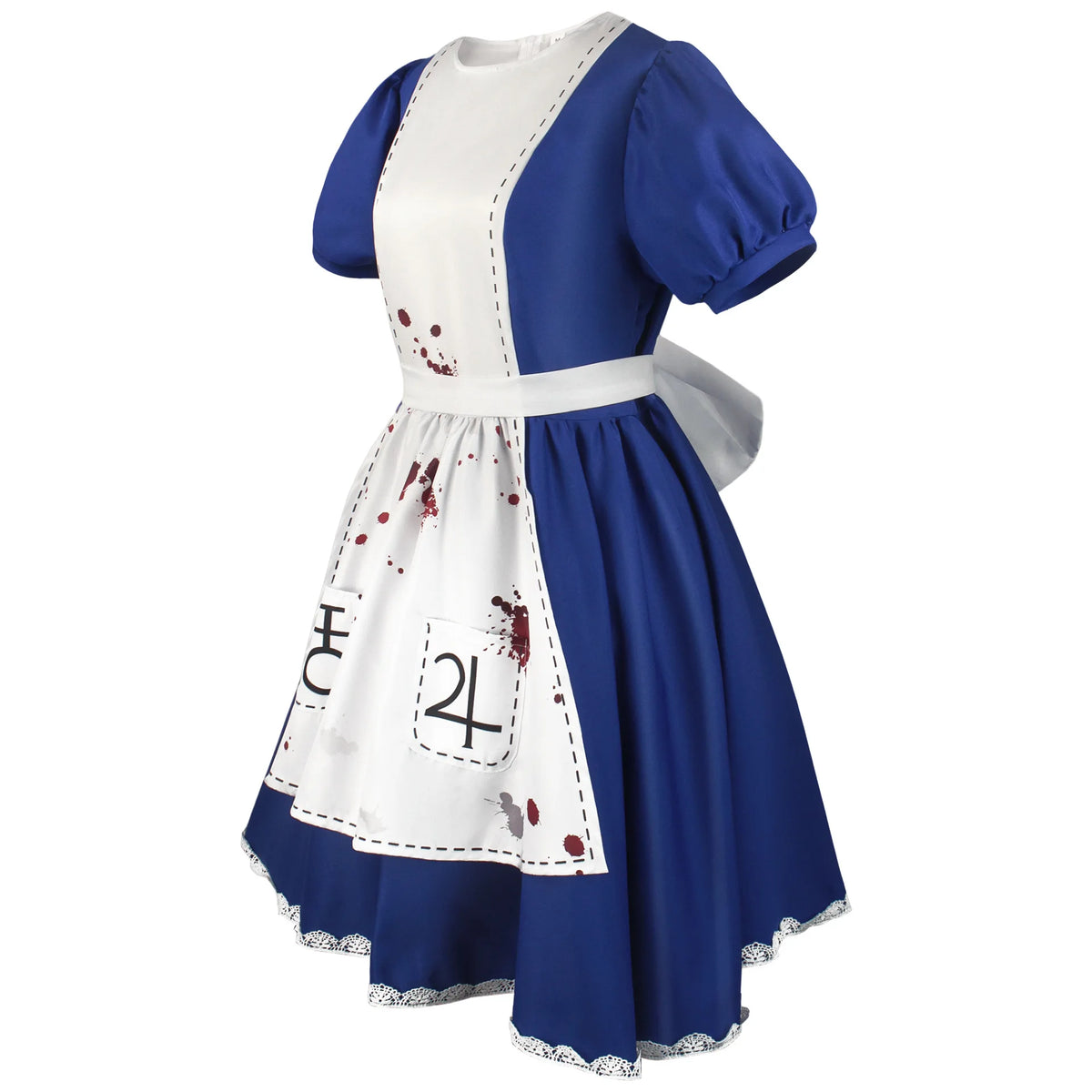 Women's Alice-Inspired Cosplay Dress with Apron & Necklace